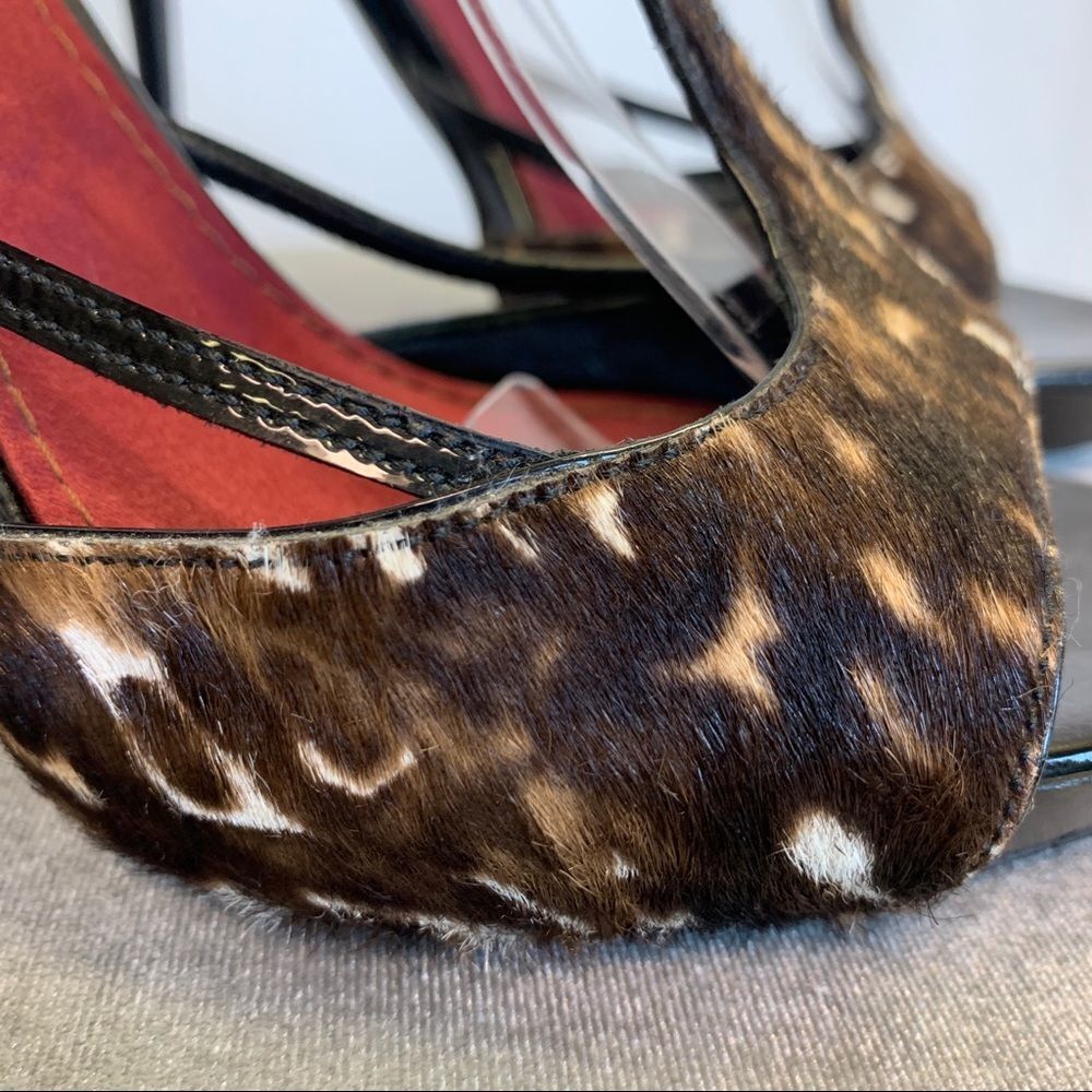 Burberry Prorsum leopard pony hair Animal Print T-Strap Sandals Platforms Sz 39 - Picture 8 of 13